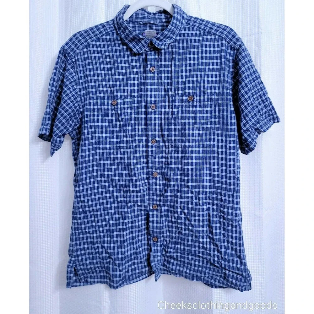 Lot of 2 Patagonia Short Sleeve Polo / Plaid Shirts Men's MEDIUM